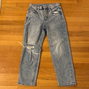 Old Navy Extra High Rise Sky-Hi Straight Distressed Blue Women's Jeans